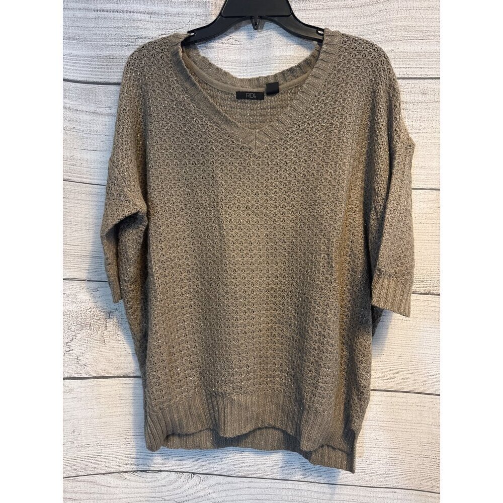 RDI Taupe Knit Sweater With Metallic Threading Size M